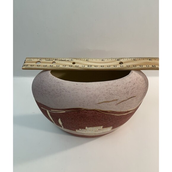 Southwest Native American Style Pottery Vase Enamel Gold Accents Inlay Veining - Picture 10 of 10